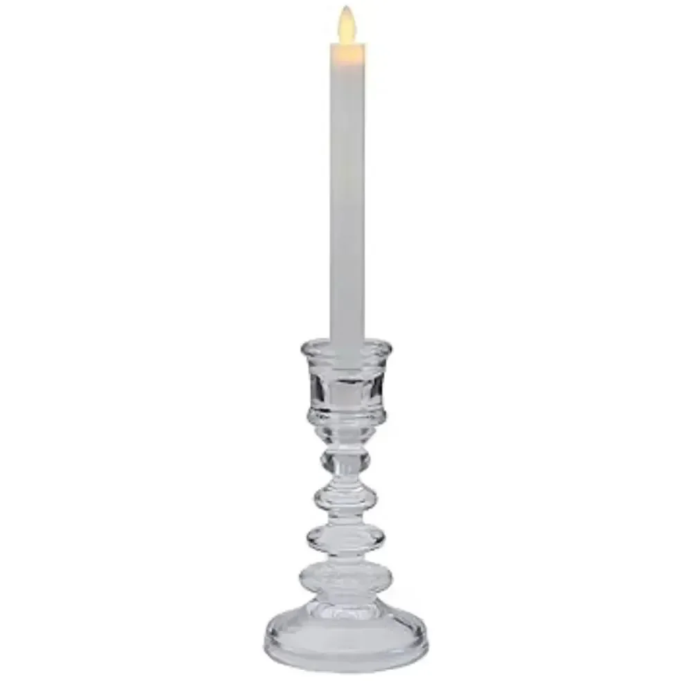 Elements Clear Glass Rounded Tiered Taper Candle Holder